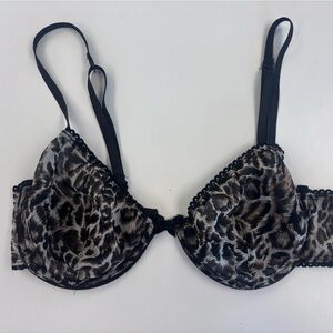 Leopard Print Bra with Black Trim